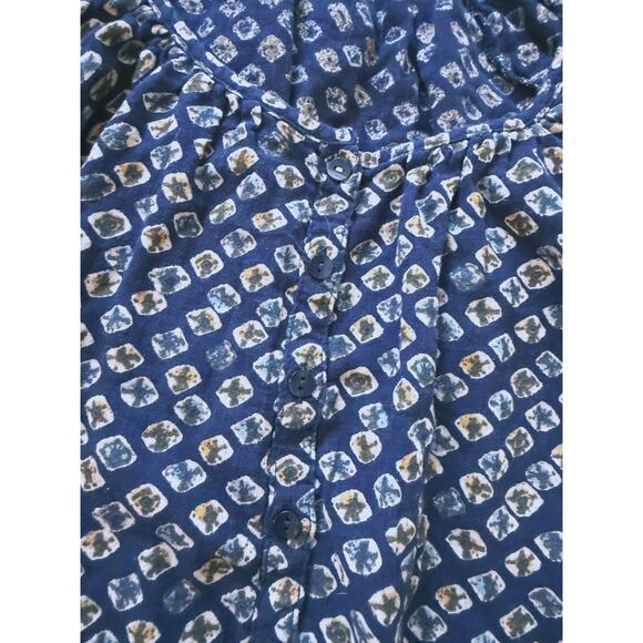 Anthropologie Pilcro Puff Sleeve Blouse Small Boho Fall Cottagecore Artsy Print - Picture 6 of 7